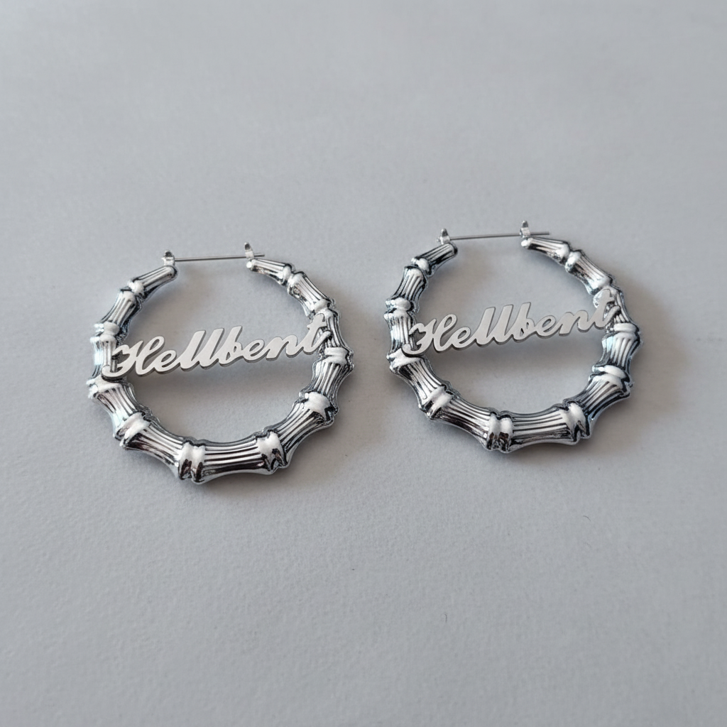 HELLBENT Hoop Earrings - close-up detail