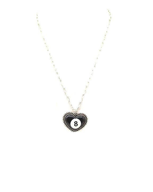 Lucky Heart 8 Ball Necklace