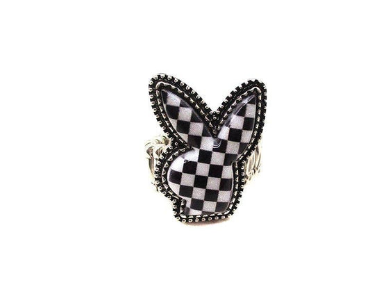 CHECKMATE BUNNY Adjustable Stretch Ring – Edgy Statement Jewelry