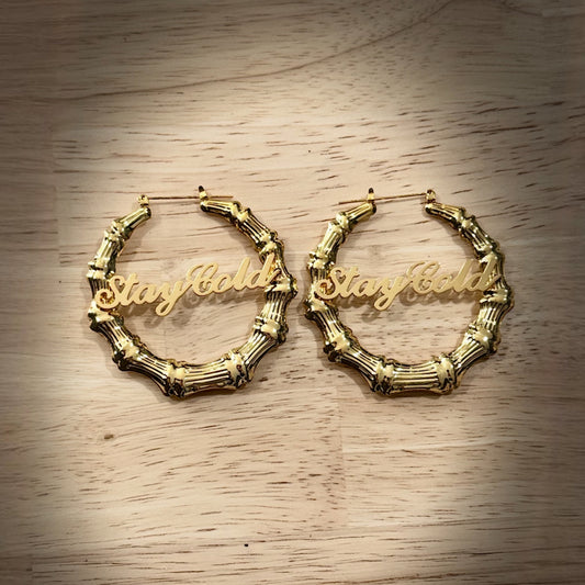 Gold Bamboo Hoop Earrings – Stay Cold Statement Jewelry