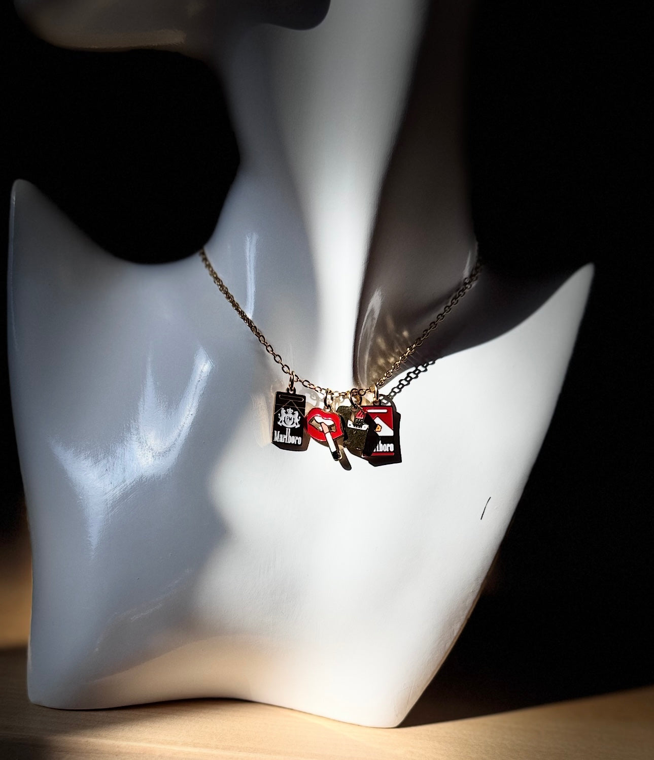 Gold Charm Necklace – Bad Habits Edgy Statement Jewelry