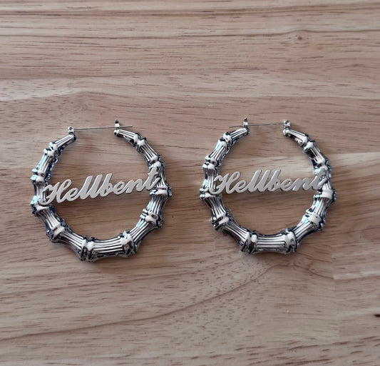 Silver Bamboo Hoop Earrings – Hellbent Statement Jewelry