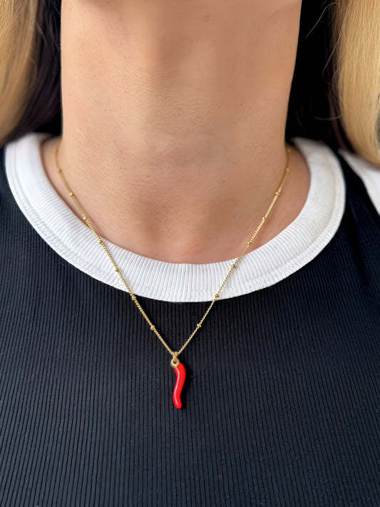 THE RED CORNICELLO CHARM NECKLACE