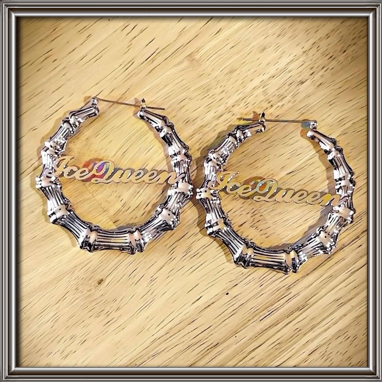 Silver Bamboo Hoop Earrings – Ice Queen Statement Jewelry