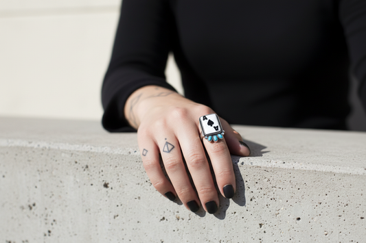 Ace of Spades Ring - model wearing ring