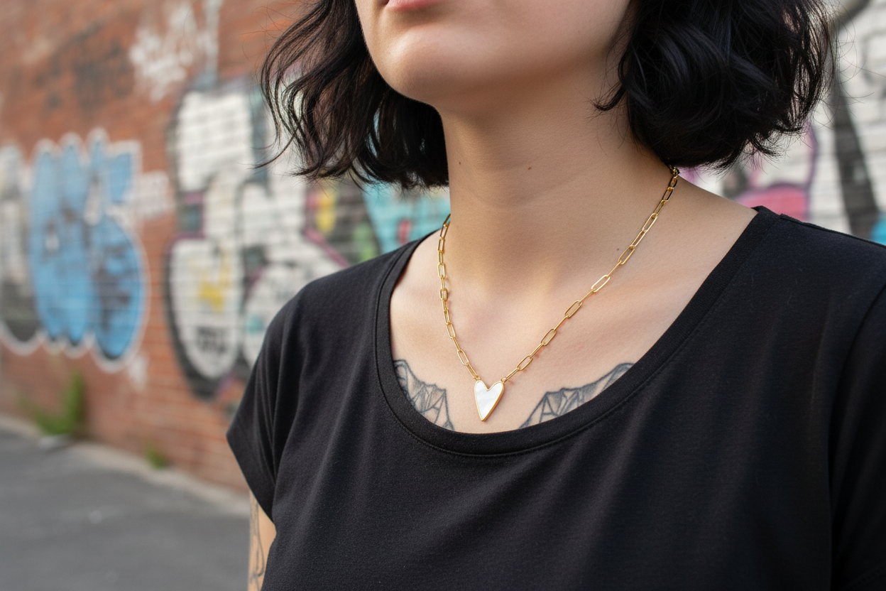 Chained Heart Necklace - lifestyle shot