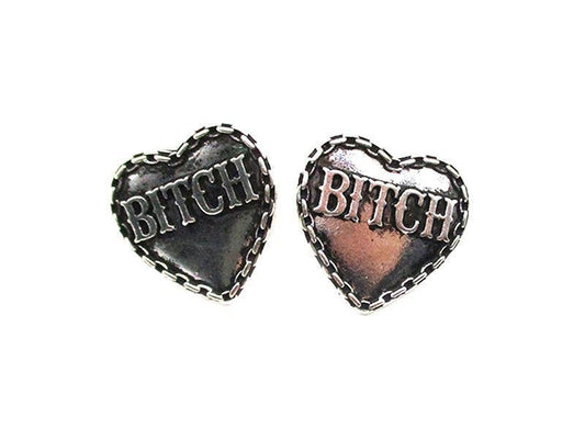 B*tch Heart Stud Earrings
