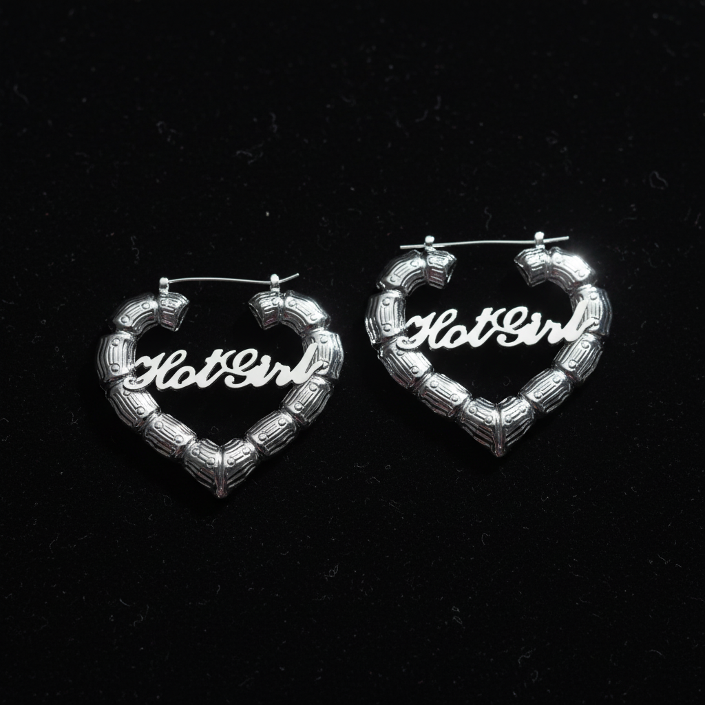 Hot Girl Heart Hoops – Product Shot