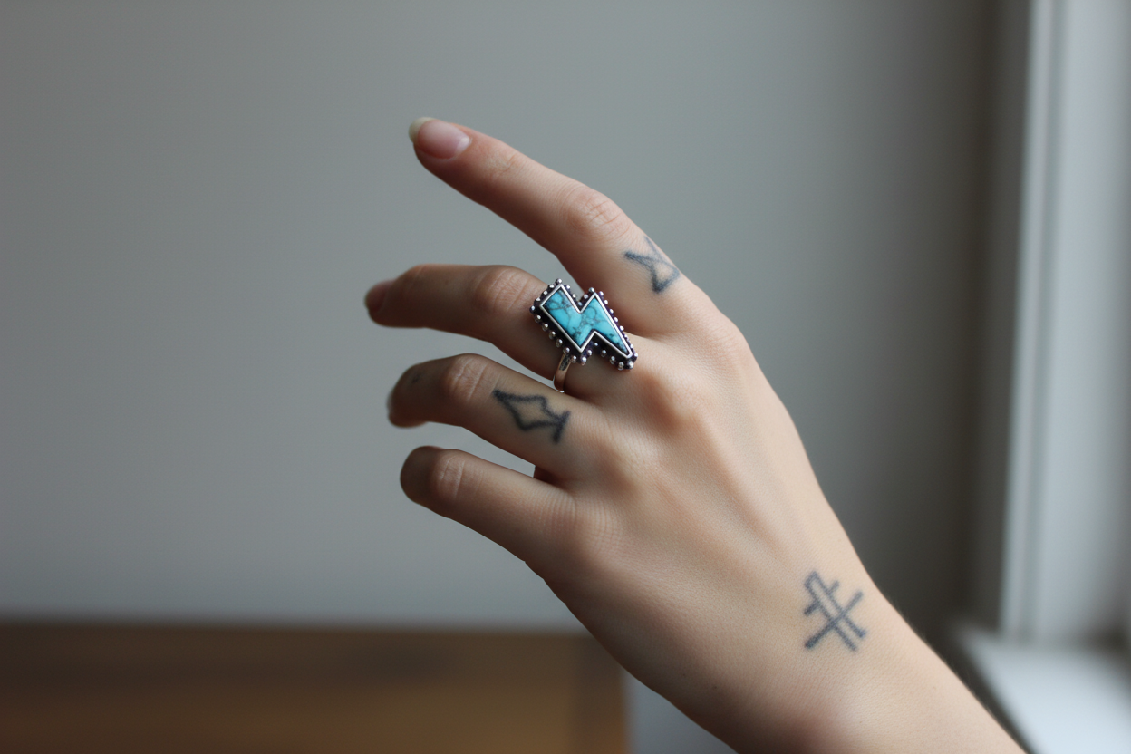 Thunderstruck Ring lifestyle shot - model wearing ring